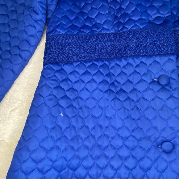 Vintage St. Michael Sz 38 Blue Housecoat Robe Quilted Britain - Picture 13 of 16